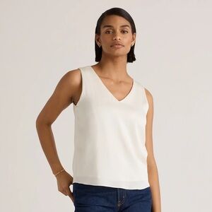 Quince Ivory Washable Stretch Silk Tank size medium